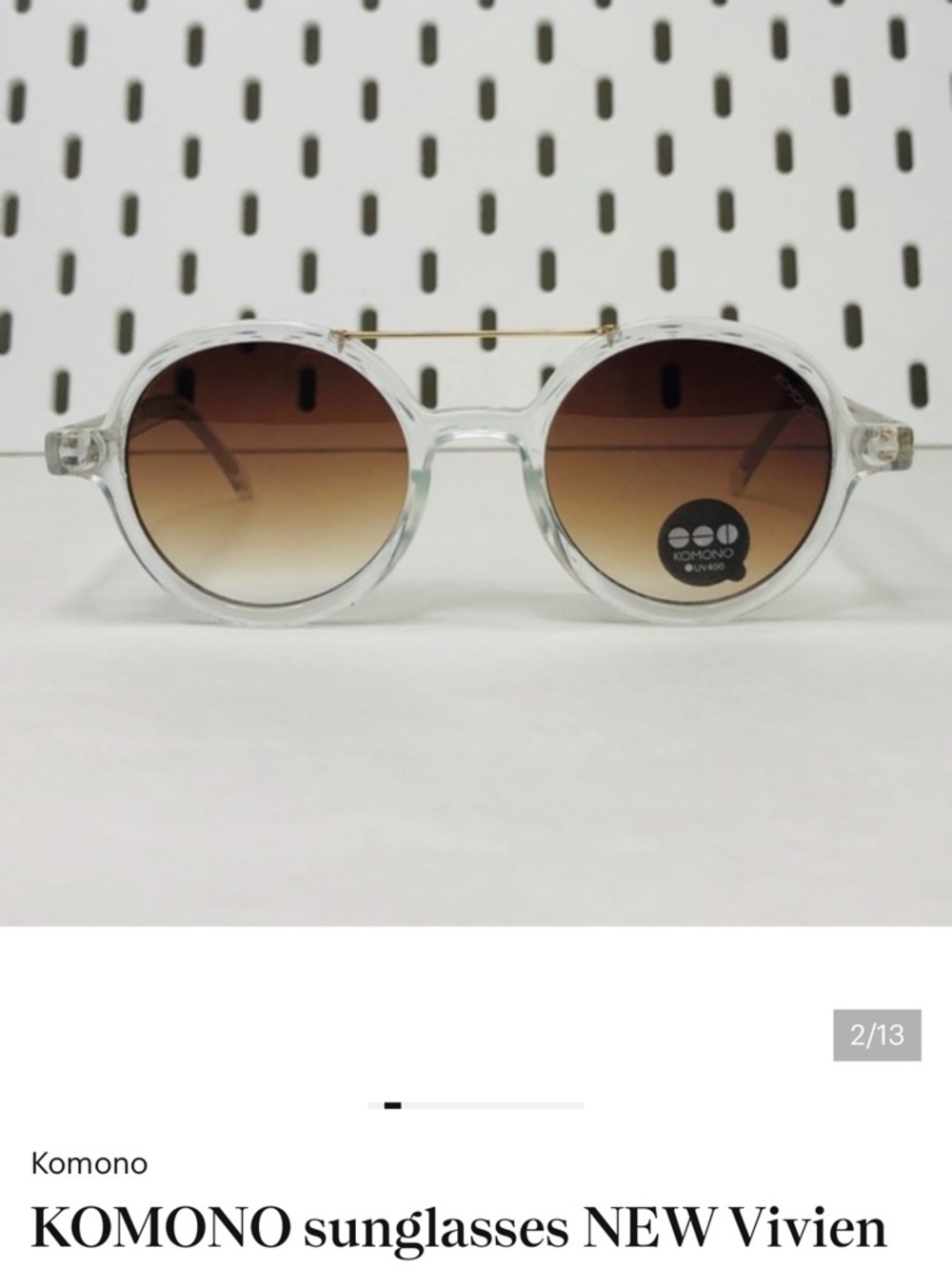 NEW KOMONO sunglasses Vivien Clear gold round - Picture 15 of 15